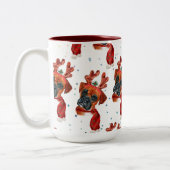 Boxer Breed Waterverf Dog Pattern sterft Kerstmis Tweekleurige Koffiemok (Links)
