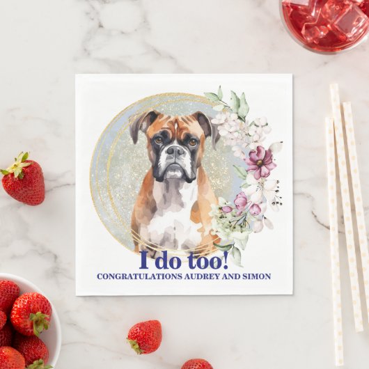 Boxer Bruiloft Servetten Met Honden Foto (Insitu)