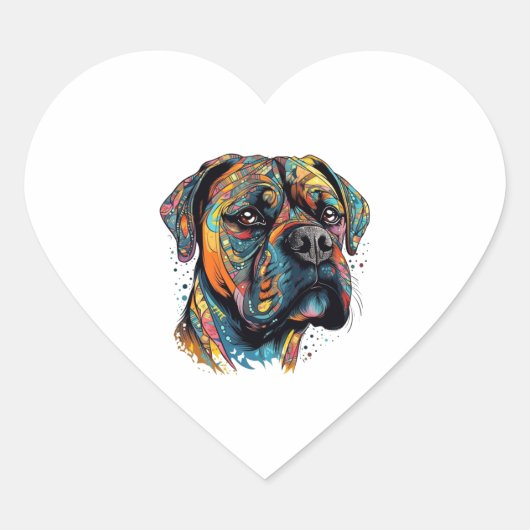 Boxer Buddies Speels Pup Bestand Samenvatting Digi Hart Sticker (Voorkant)
