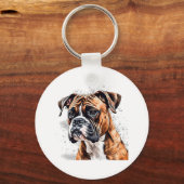 Boxer Buddy Draagbaar Foto-Realistisch Hondenontwe Sleutelhanger (Voorkant)