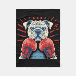 Boxer Bulldog Met Bokshandschoenen Kickboksen Grap Fleece Deken