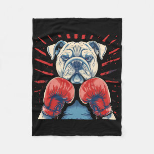 Boxer Bulldog met bokshandschoenen Kickboksen Grap Fleece Deken