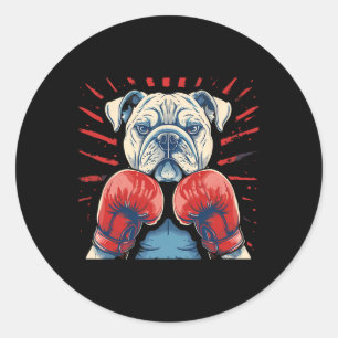 Boxer Bulldog met bokshandschoenen Kickboksen Grap Ronde Sticker