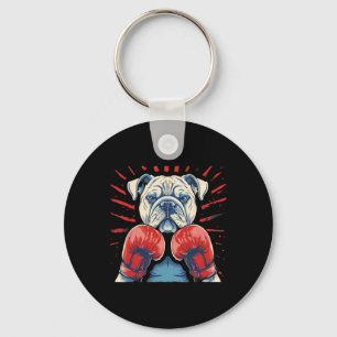 Boxer Bulldog Met Bokshandschoenen Kickboksen Grap Sleutelhanger