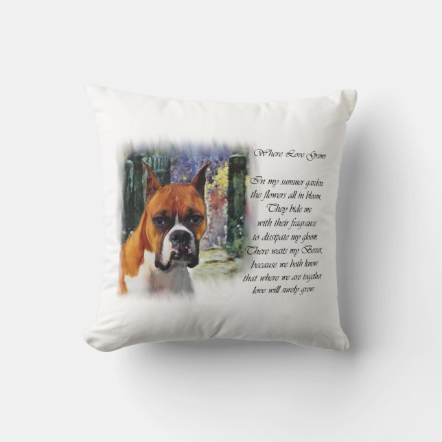 Boxer Cadeaus Waar Liefde Groeit Kussen (Voorkant)
