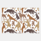 Boxer cartoon silhouet naadloos met kleurrijke hon inpakpapier vel (Voorkant 3)