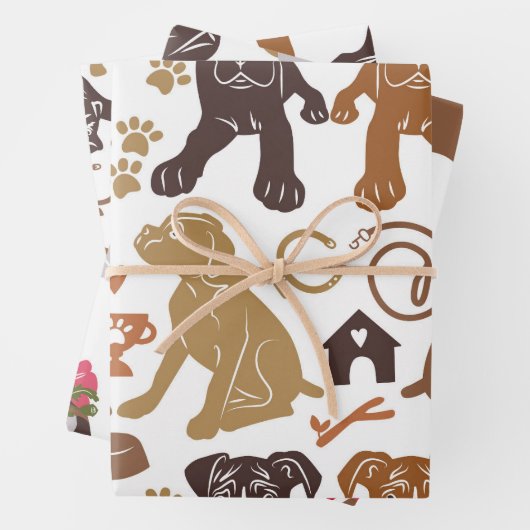 Boxer cartoon silhouet naadloos met kleurrijke hon inpakpapier vel (In situ)