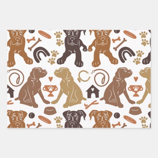 Boxer cartoon silhouet naadloos met kleurrijke hon inpakpapier vel (Voorkant)