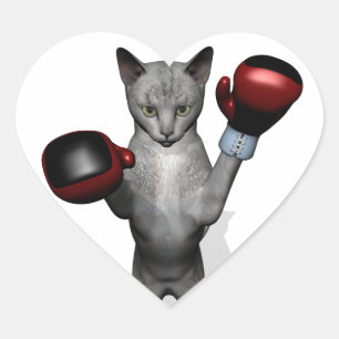 Boxer Cat Hart Sticker