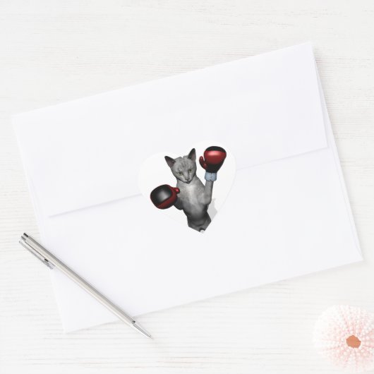 Boxer Cat Hart Sticker (Envelop)