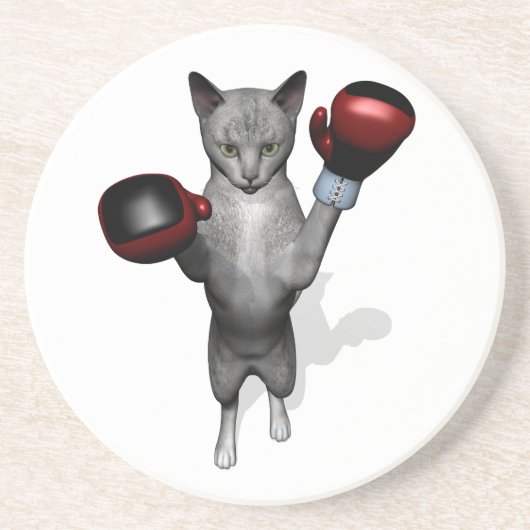 Boxer Cat Zandsteen Onderzetter (Voorkant)