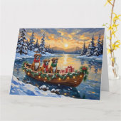 Boxer Christmas Boat Holiday Kaart (Gele Bloem)