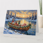 Boxer Christmas Boat Holiday Kaart (Voorkant)