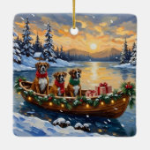 Boxer Christmas Boat Holiday Keramisch Ornament (Achterkant)
