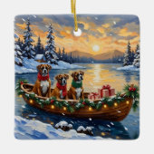 Boxer Christmas Boat Holiday Keramisch Ornament (Voorkant)