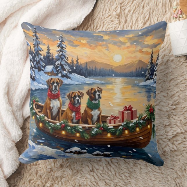 Boxer Christmas Boat Holiday Kussen (Deken)