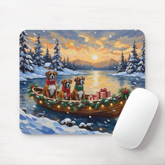 Boxer Christmas Boat Holiday Muismat (Met muis)