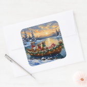 Boxer Christmas Boat Holiday Vierkante Sticker (Envelop)