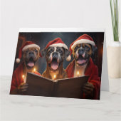 Boxer Christmas Carolers Fun Holiday Kaart (Voorkant)