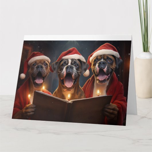 Boxer Christmas Carolers Fun Holiday Kaart (Voorkant)