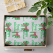 Boxer Christmas Dog & Green Bow Wit Tissuepapier (Geschenk)