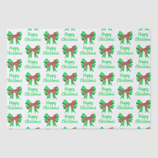 Boxer Christmas Dog & Green Bow Wit Tissuepapier (Voorkant)