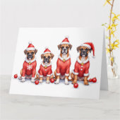 Boxer Christmas Dress Santa Hat Kaart (Gele Bloem)