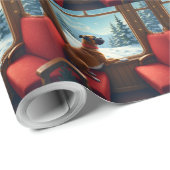 Boxer Christmas Eve Train Ride Painting Cadeaupapier (Rol Hoek)