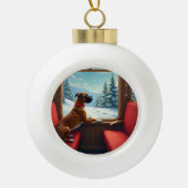 Boxer Christmas Eve Train Ride Painting Keramische Bal Ornament (Voorkant)