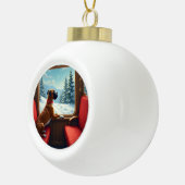 Boxer Christmas Eve Train Ride Painting Keramische Bal Ornament (Rechts)