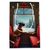 Boxer Christmas Eve Train Ride Painting Medium Cadeauzakje (Voorkant)