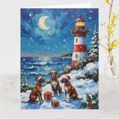 Boxer Christmas Lighthouse Holiday Kaart (Gele Bloem)