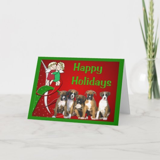 Boxer Christmas Little Angels Wenskaart Feestdagen Kaart (Voorkant)