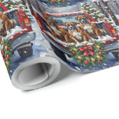 Boxer Christmas Red Truck Holiday Cadeaupapier (Rol Hoek)