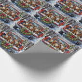 Boxer Christmas Red Truck Holiday Cadeaupapier (Hoek)