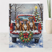 Boxer Christmas Red Truck Holiday Kaart (Voorkant)