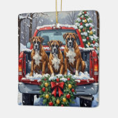 Boxer Christmas Red Truck Holiday Keramisch Ornament (Links)
