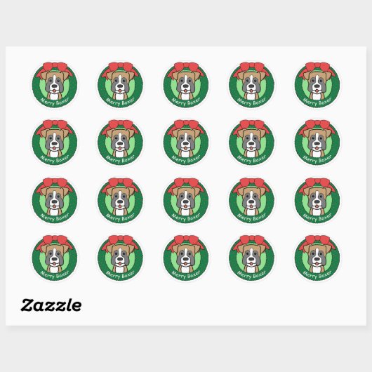 Boxer Christmas Ronde Sticker (Vel)