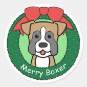 Boxer Christmas Ronde Sticker (Voorkant)