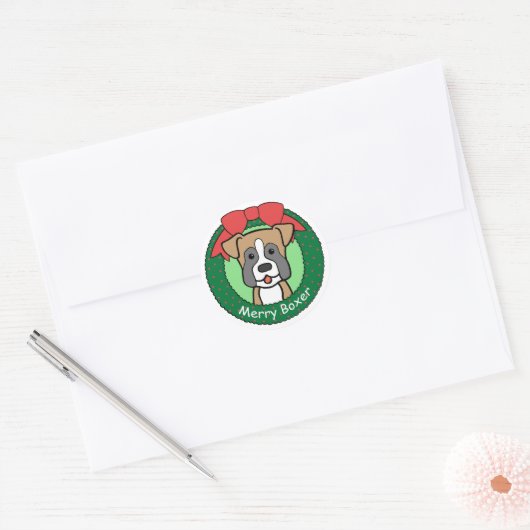 Boxer Christmas Ronde Sticker (Envelop)