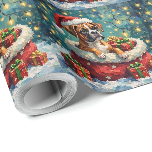 Boxer Christmas Santa Bag Adventure Cadeaupapier (Rol Hoek)