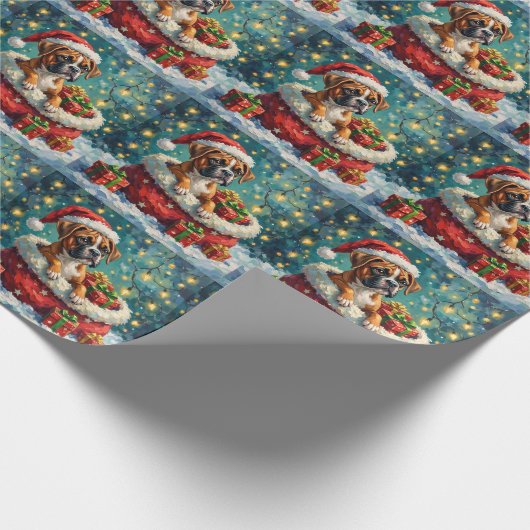 Boxer Christmas Santa Bag Adventure Cadeaupapier (Hoek)