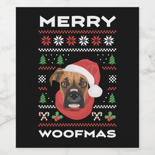Boxer Christmas Wijn Etiket (Enkel label)