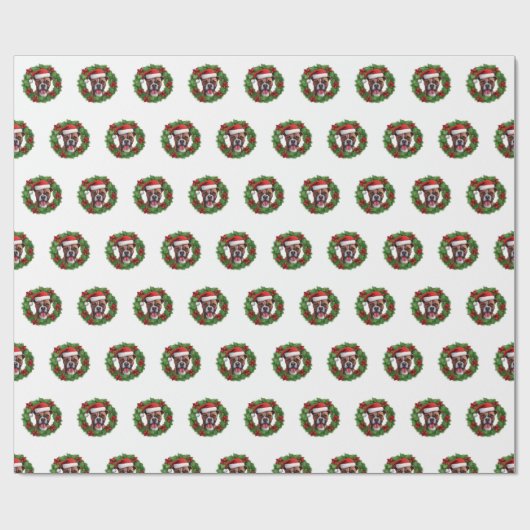 Boxer Christmas Wreath Cadeaupapier (Vlak)