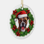 Boxer Christmas Wreath Keramisch Ornament (Rechts)