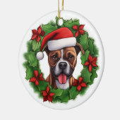 Boxer Christmas Wreath Keramisch Ornament (Links)