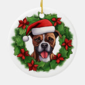 Boxer Christmas Wreath Keramisch Ornament (Achterkant)