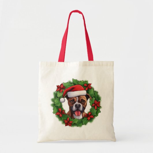 Boxer Christmas Wreath Tote Bag (Voorkant)