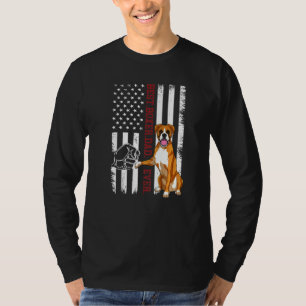 Boxer Dad Dog Boxer Dog Apparel Amerikaanse vlag v T-shirt