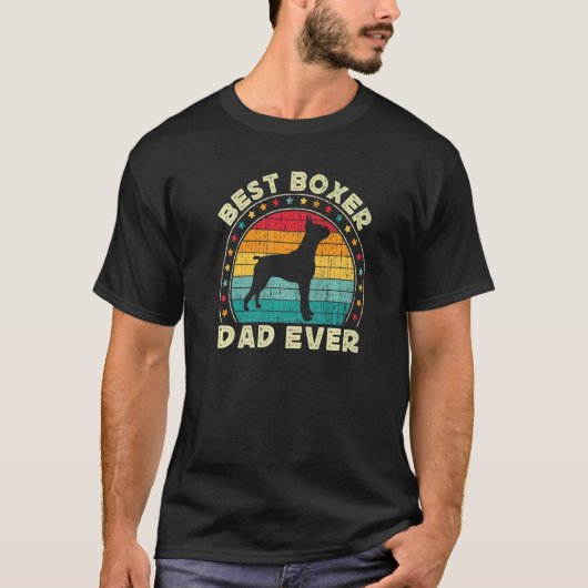 Boxer Dad For Men Retro Boxer Dog Owner Daddy T-shirt (Voorkant)